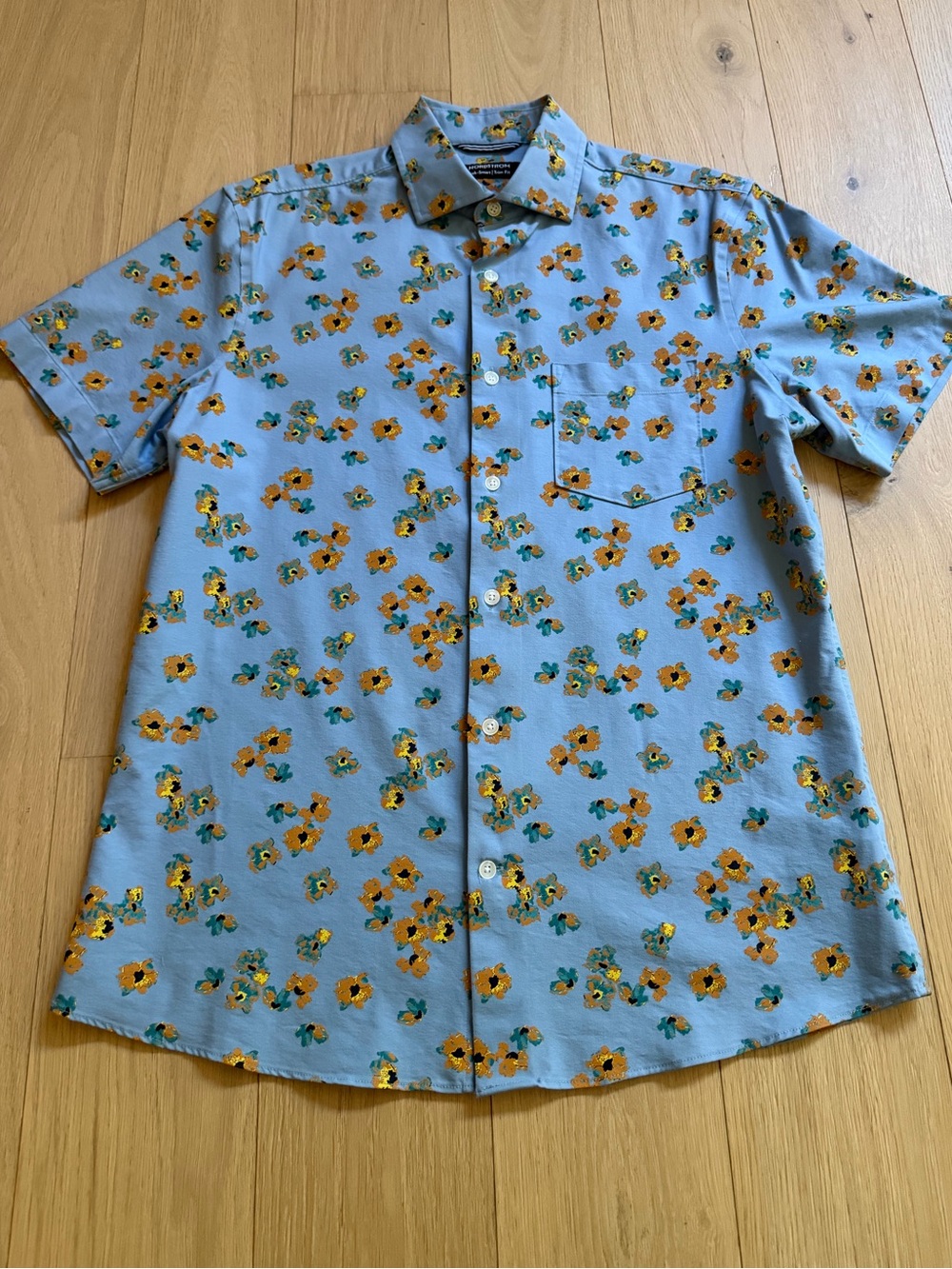 Nordstrom Men’s Light Blue Floral Short-Sleeve Button-Up Shirt
